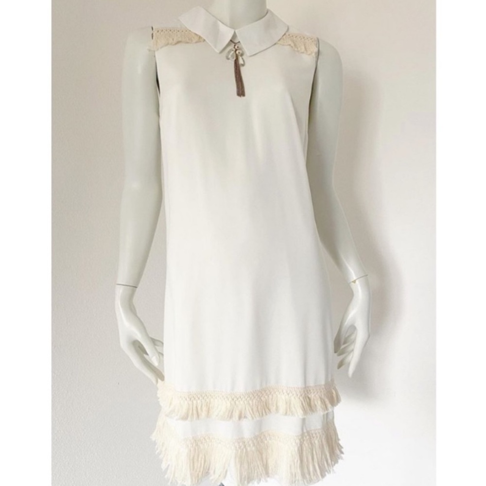 Modcloth White Optimistic Logistics Shift Dress - image 4